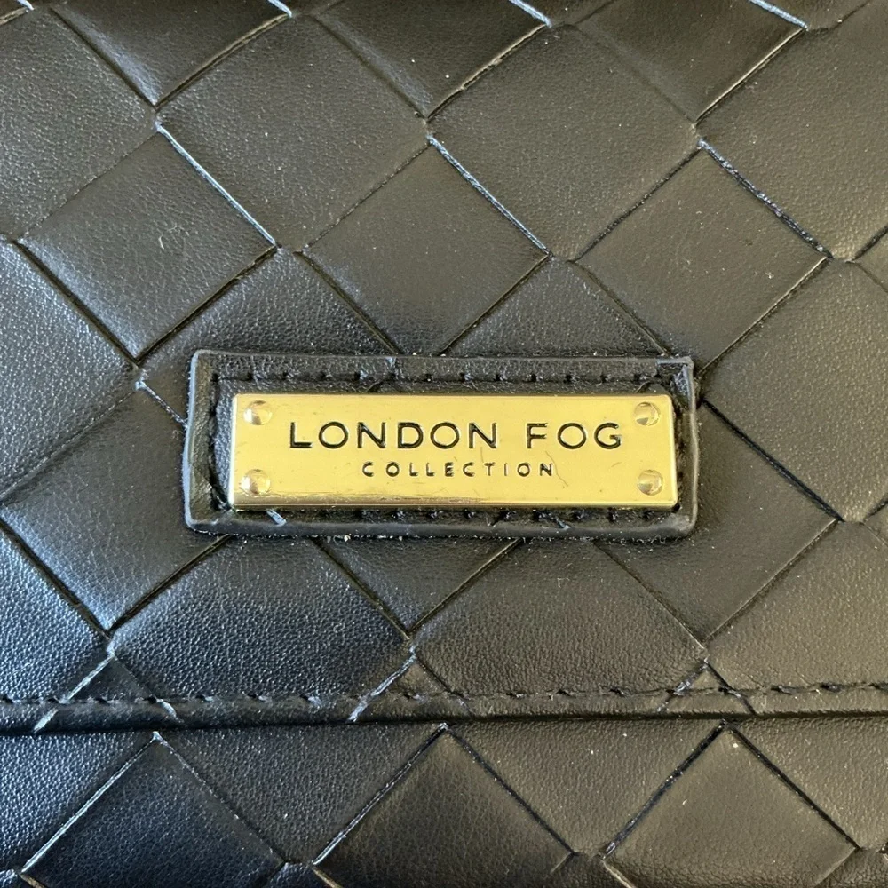 London Fog Lara Woven Black Flap Wallet.